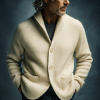 SILVORO | Herren-Strickjacke aus gerippter Wolle