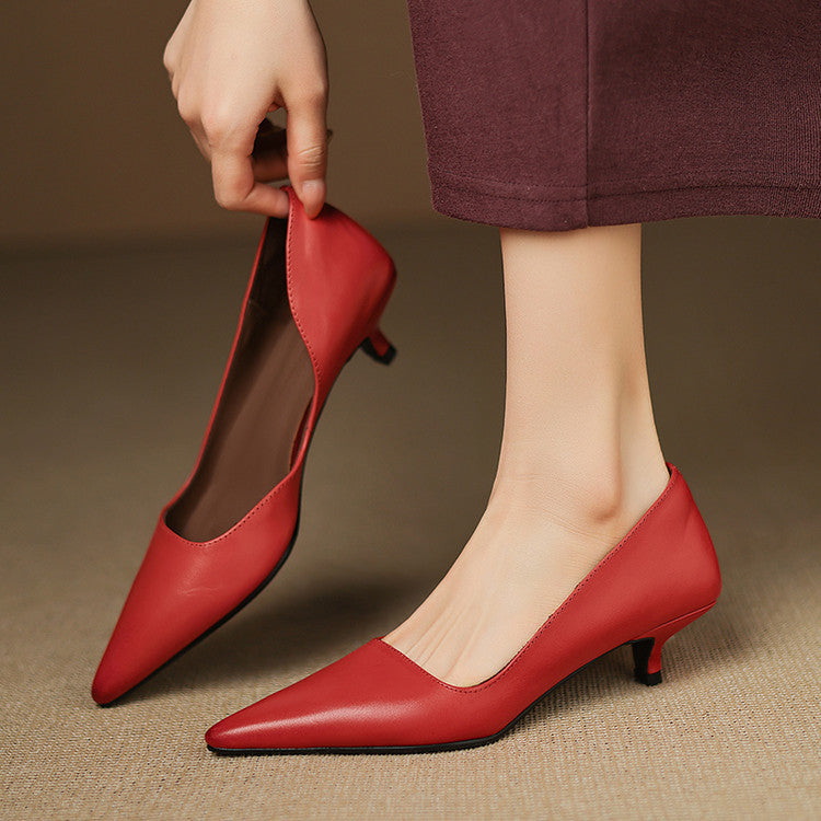 Orlisse Leder-Pumps mit Kitten-Absatz
