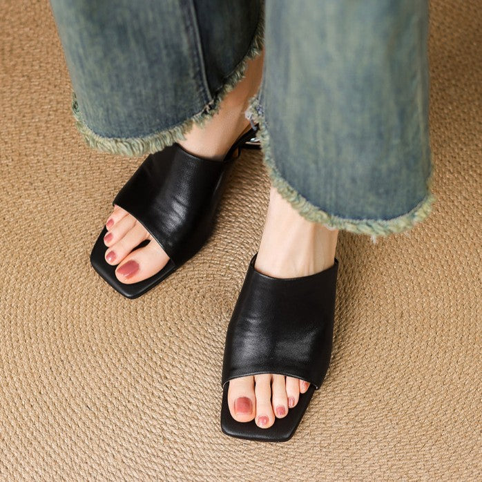 Virelle Curve Leder-Mules mit Absatz
