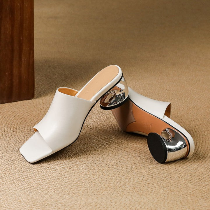 Virelle Curve Leder-Mules mit Absatz