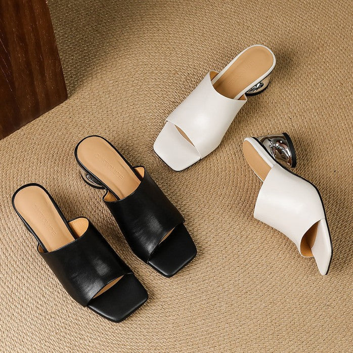 Virelle Curve Leder-Mules mit Absatz