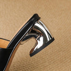 Virelle Curve Leder-Mules mit Absatz