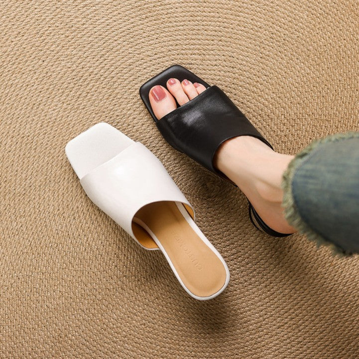 Virelle Curve Leder-Mules mit Absatz