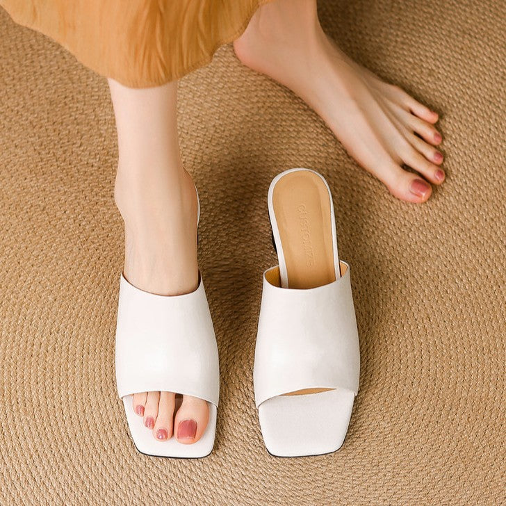 Virelle Curve Leder-Mules mit Absatz