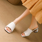 Virelle Curve Leder-Mules mit Absatz