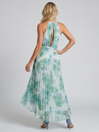 Portia | Midi-Halterkleid mit zartem Blumenmuster und Faltendes Design
