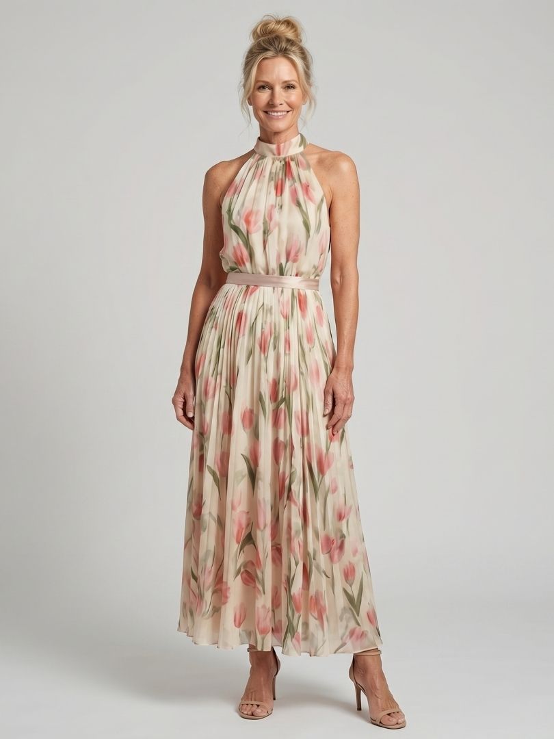 Aurelle | Midi Floral Halter Dress