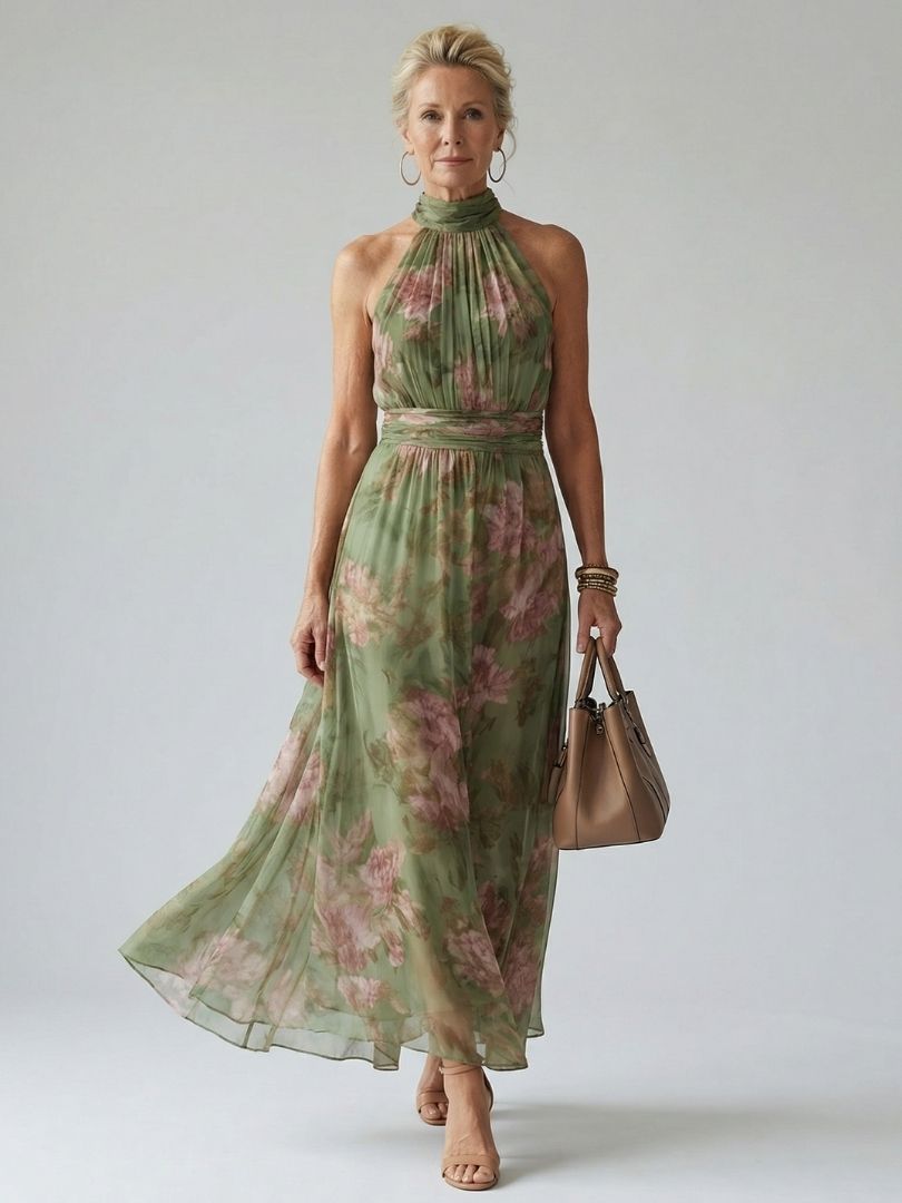 Mirelle | Ruffled Halter Midi Dress
