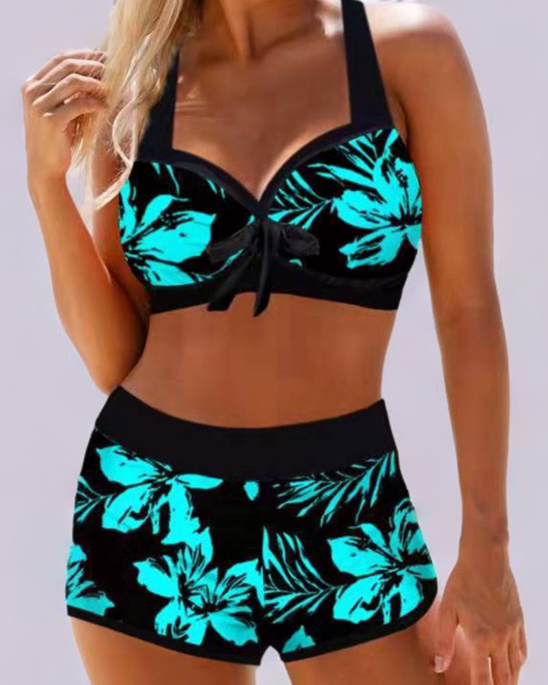 Sherrie – Hochtaillierter Blumen-Badeanzug