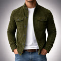 Herren-Lederjacke mit Knöpfen