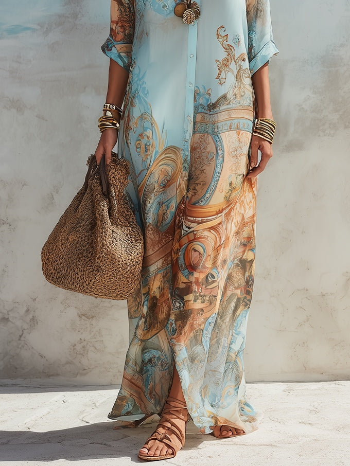 Coralie | Mediterranes Hemdblusenkleid