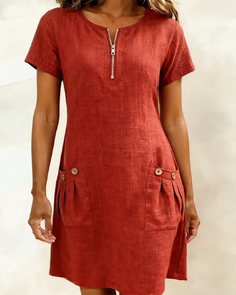 Macy | Baumwollkleid MIT Reißverschluss