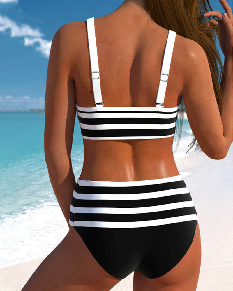 Laluna® | Gestreifter High-Waist-Bikini