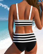 Laluna® | Gestreifter High-Waist-Bikini