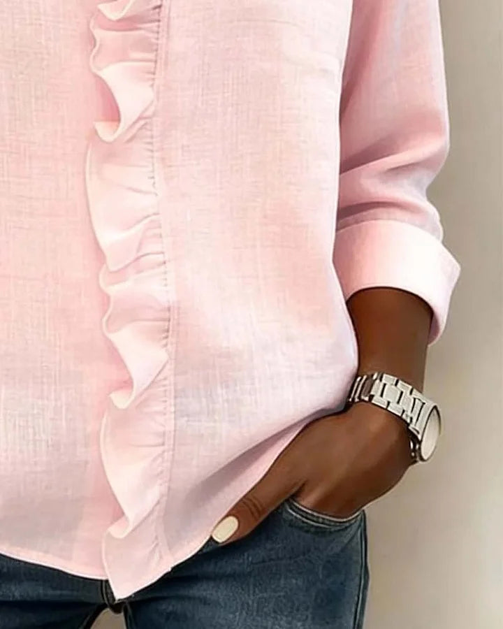 Indie | Ruffle V-neck Long Sleeve Blouse