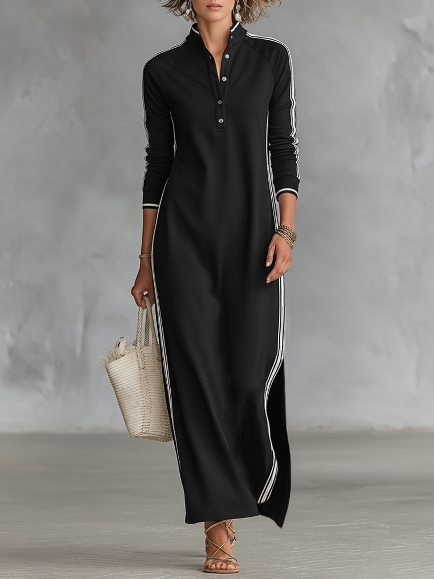 Sweat-Maxikleid mit Knopfleiste