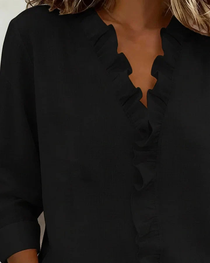 Indie | Ruffle V-neck Long Sleeve Blouse
