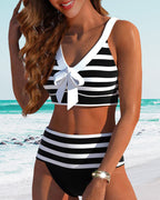 Laluna® | Gestreifter High-Waist-Bikini