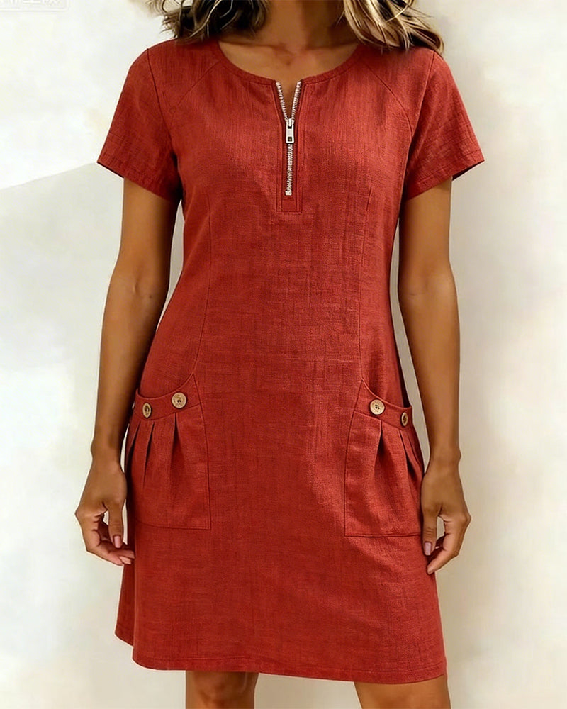 Macy | Baumwollkleid MIT Reißverschluss