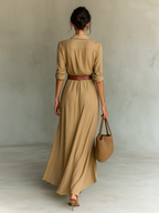 Maxikleid mit Reverskragen und langen Ärmeln